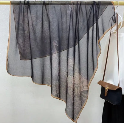 Wholesale Floral Print Square Scarves for Women Summer Silk-cotton Scarf