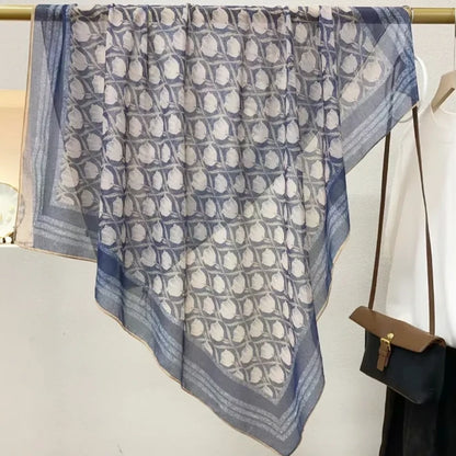 Wholesale Floral Print Square Scarves for Women Summer Silk-cotton Scarf