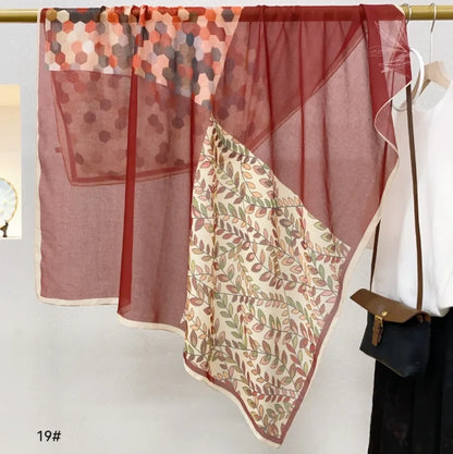 Wholesale Floral Print Square Scarves for Women Summer Silk-cotton Scarf