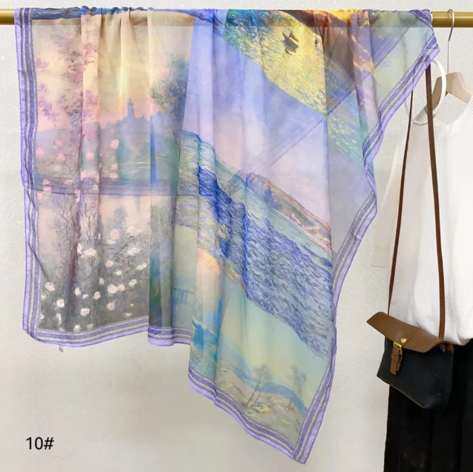 Wholesale Floral Print Square Scarves for Women Summer Silk-cotton Scarf