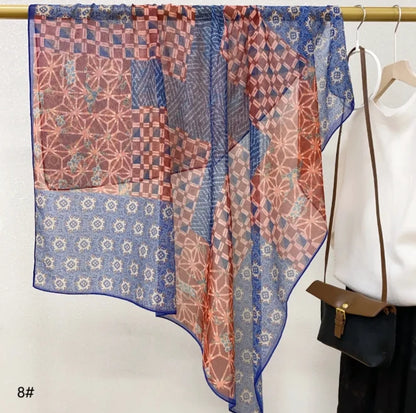 Wholesale Floral Print Square Scarves for Women Summer Silk-cotton Scarf