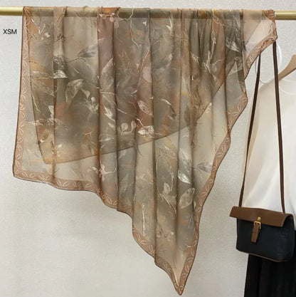 Wholesale Floral Print Square Scarves for Women Summer Silk-cotton Scarf