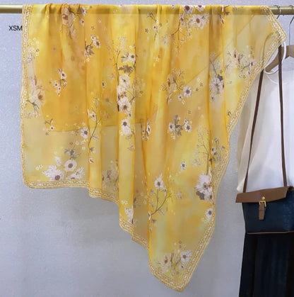 Wholesale Floral Print Square Scarves for Women Summer Silk-cotton Scarf