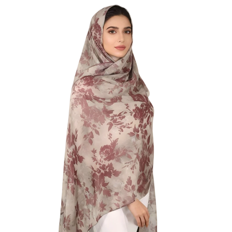 Wholesale Floral Printed Chiffon Hijab Scarf Lightweight Breathable
