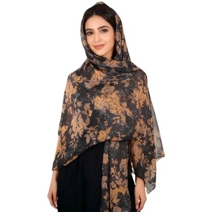 Wholesale Floral Printed Chiffon Hijab Scarf Lightweight Breathable
