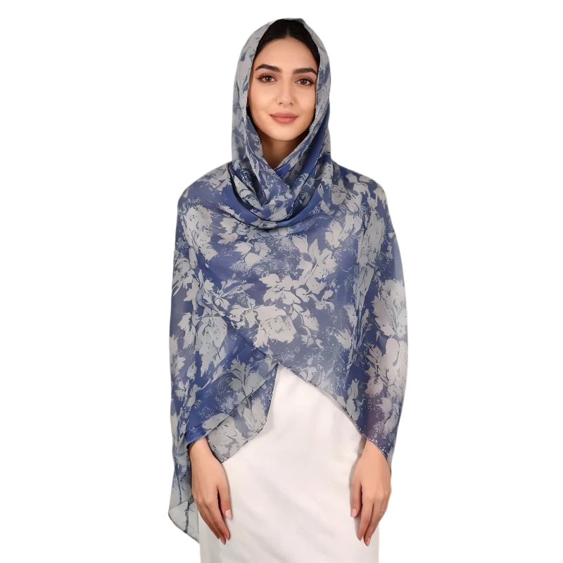 Wholesale Floral Printed Chiffon Hijab Scarf Lightweight Breathable