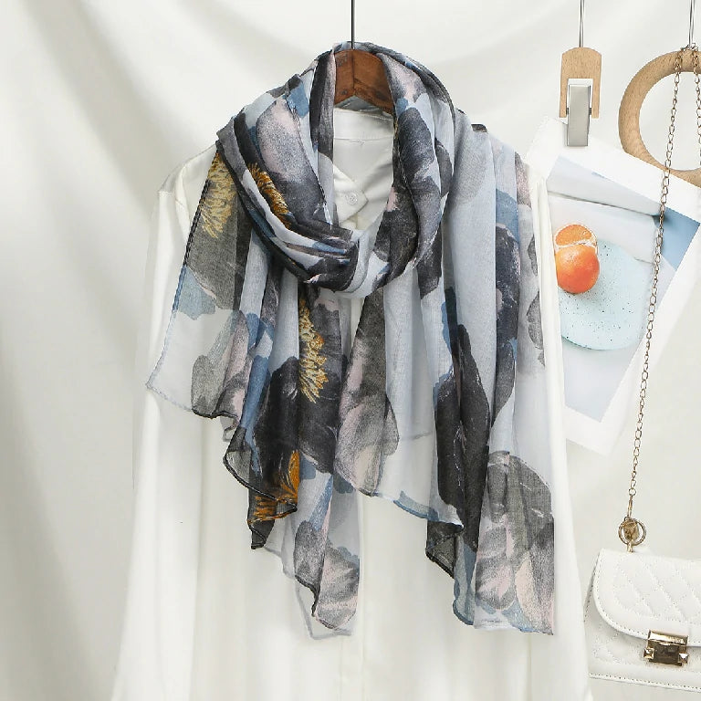 Wholesale Floral Silk Scarves for Women Lightweight Square Chiffon Scarf