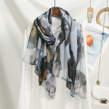 Wholesale Floral Silk Scarves for Women Lightweight Square Chiffon Scarf