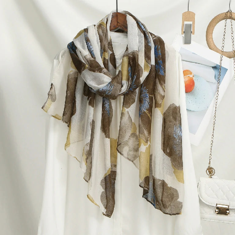 Wholesale Floral Silk Scarves for Women Lightweight Square Chiffon Scarf