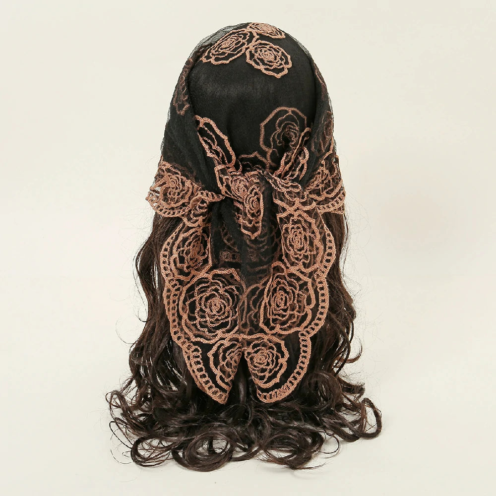 Black Embroidery Hair Scarf