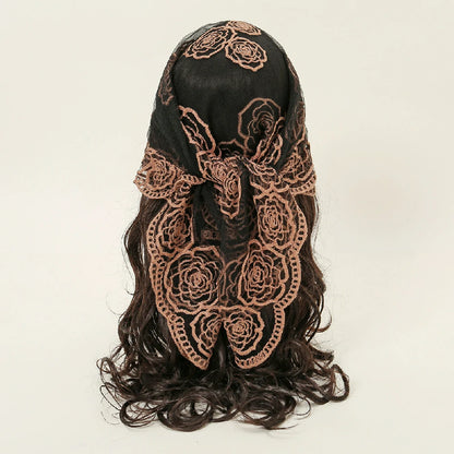 Black Embroidery Hair Scarf