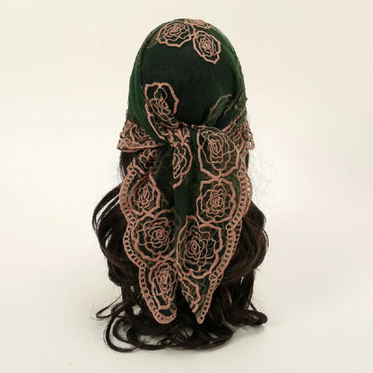 Green Embroidery Hair Scarf
