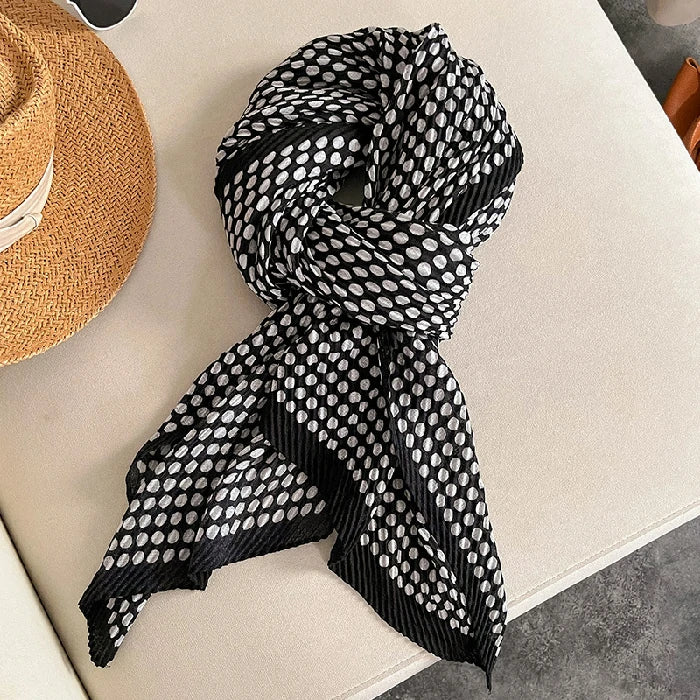 Black polka dot scarf