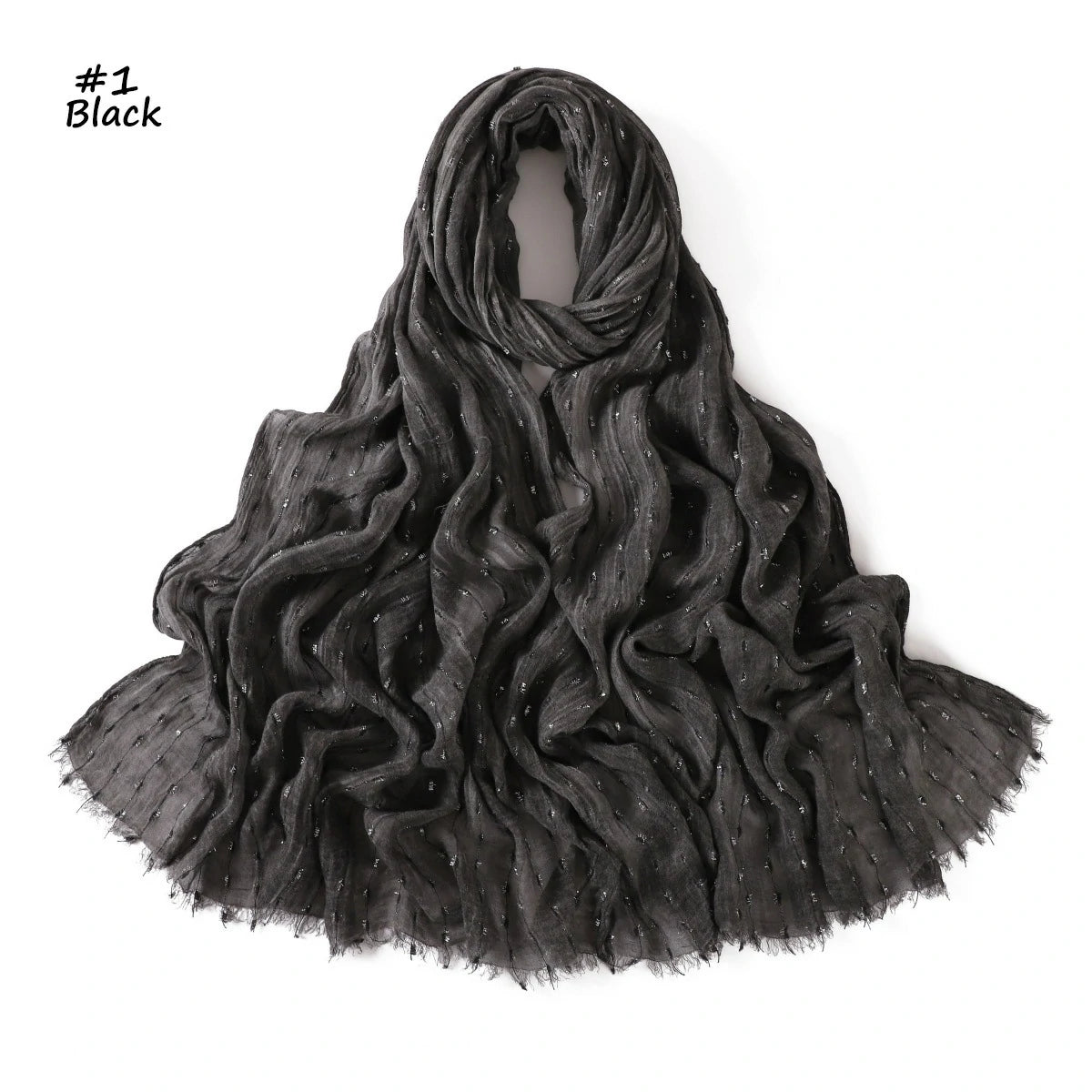 black Glitter Stripe Hijab