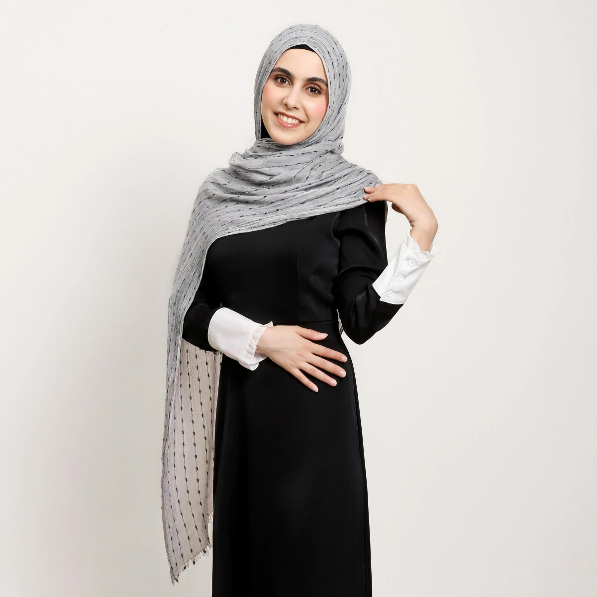 gray Glitter Stripe Hijab