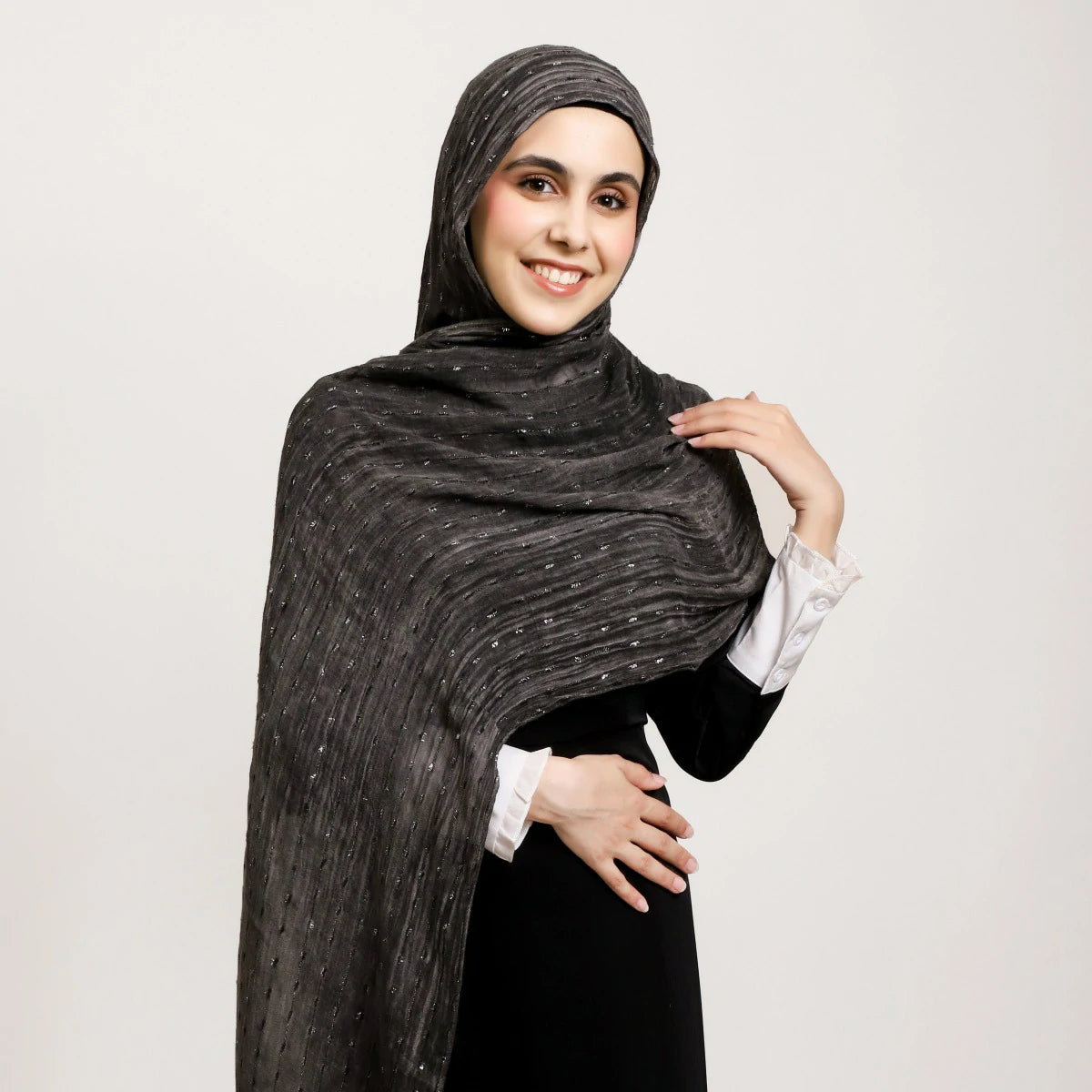 black Glitter Stripe Hijab