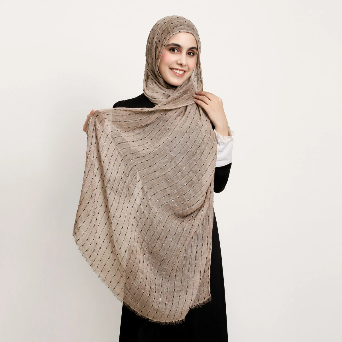 yellow Glitter Stripe Hijab