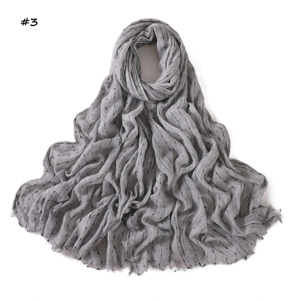 gray Glitter Stripe Hijab