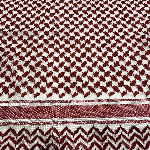 Red and white keffiyeh details