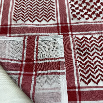 Red and white keffiyeh details