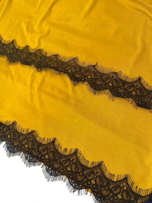 Wholesale High Quality Breathable Jersey Scarf with Scalloped Lace Detailing