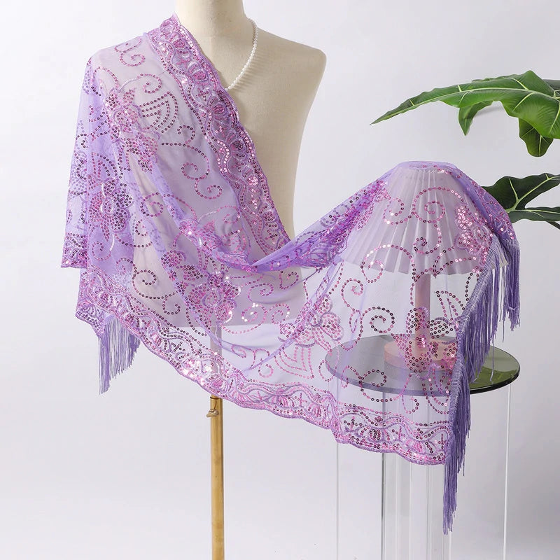 Purple sequined shawl
