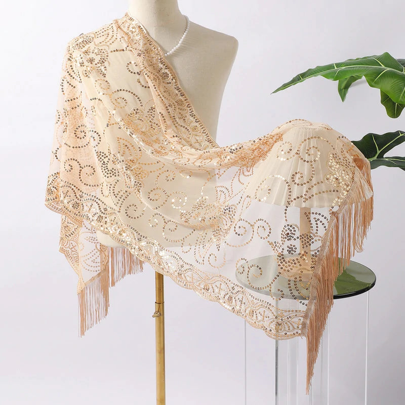 Yellow sequined shawl