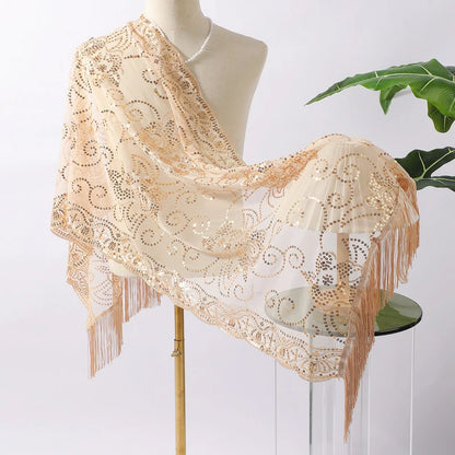 Yellow sequined shawl
