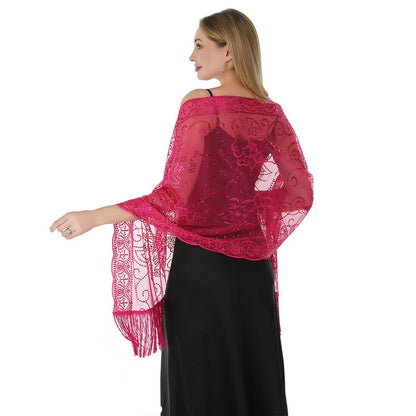 Red sequined shawl