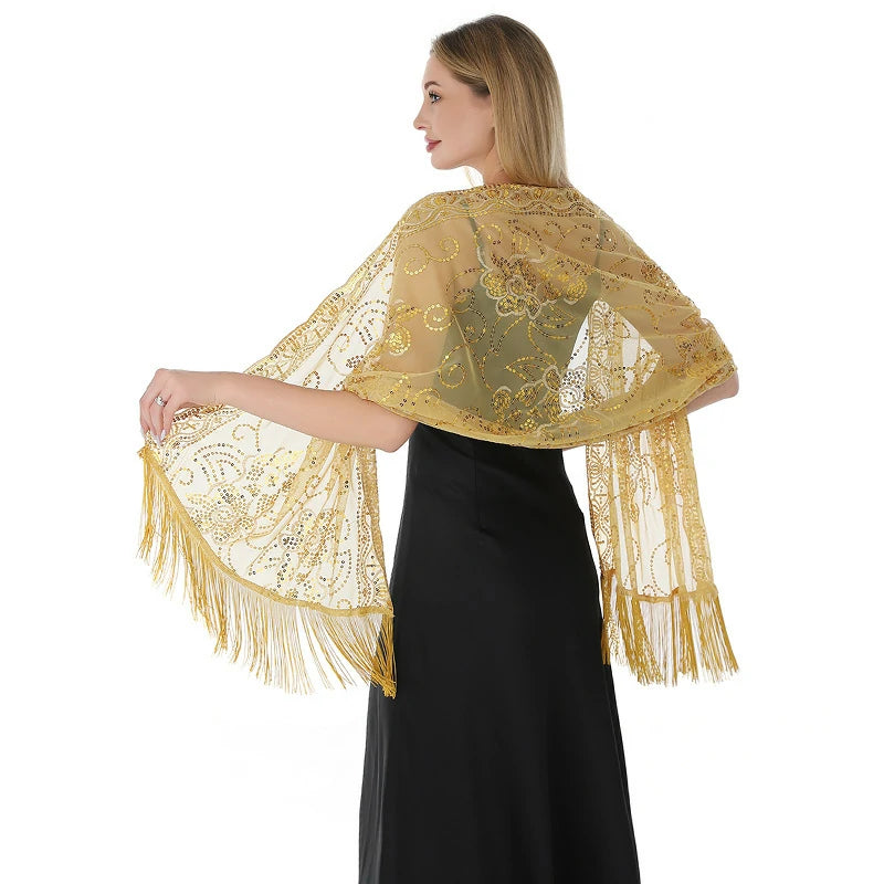 Gold sequined shawl