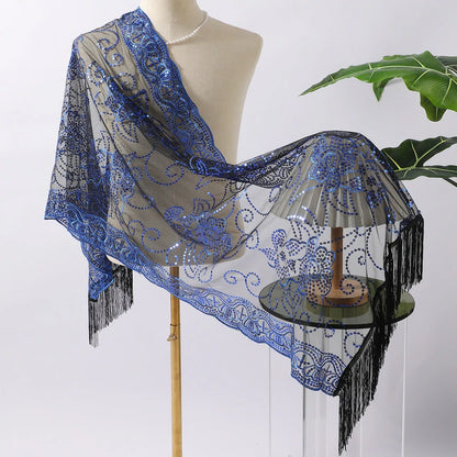 Blue-black sequined shawl