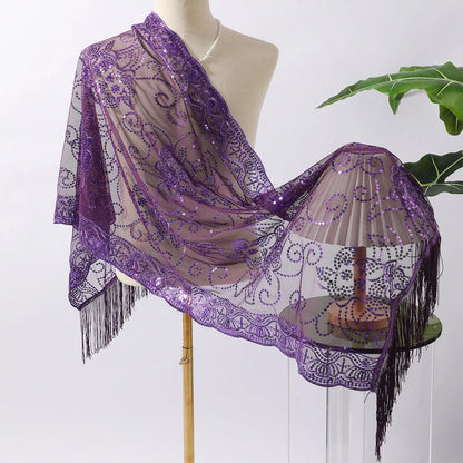 Purple sequined shawl