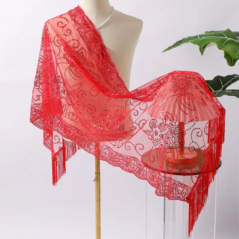 Red sequined shawl