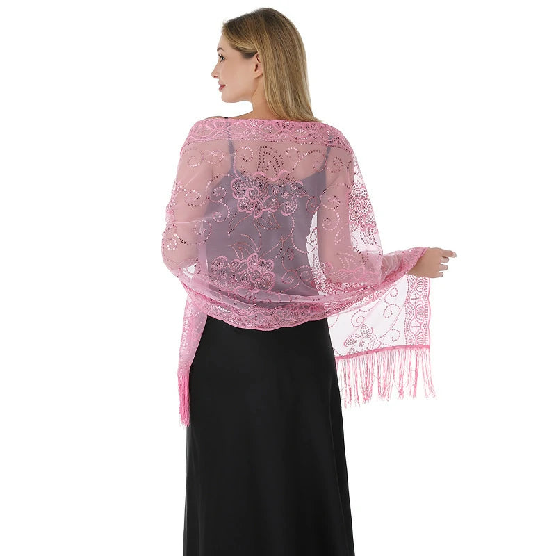 Gold and pink sequined shawl