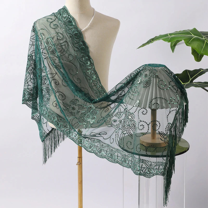 Green sequined shawl