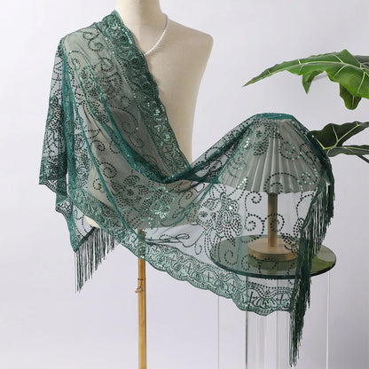 Green sequined shawl