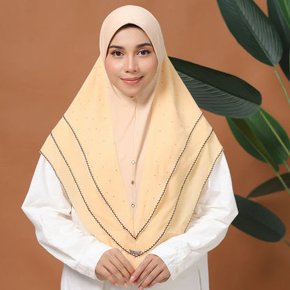 Wholesale Islamic Muslim Cotton Hijab with Beaded Edge Embroidered trim Scarf