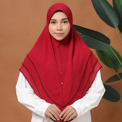 Wholesale Islamic Muslim Cotton Hijab with Beaded Edge Embroidered trim Scarf