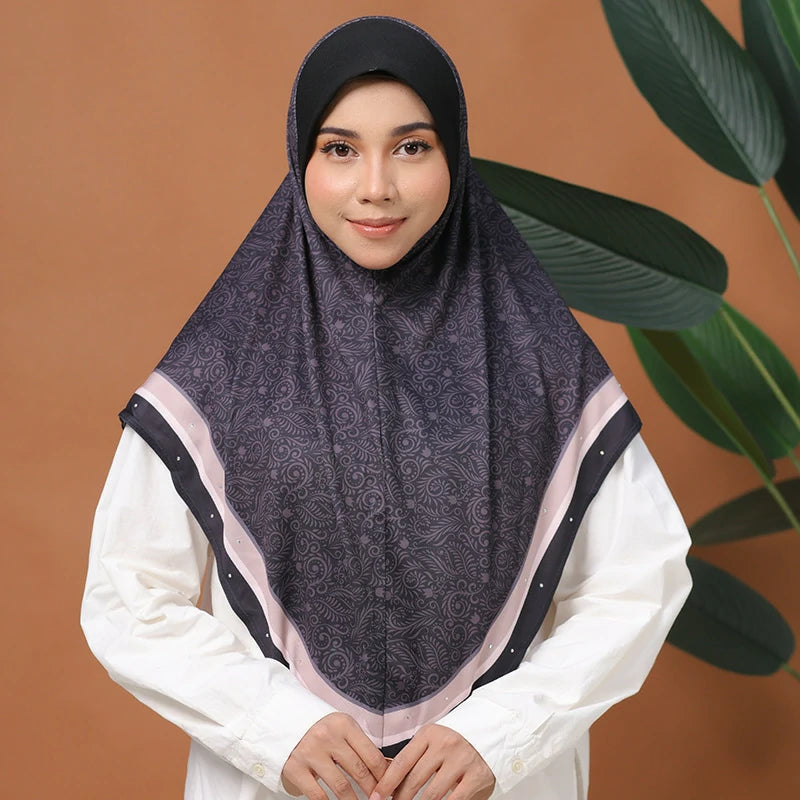 black and pink Full Coverage Chest hijab scarf