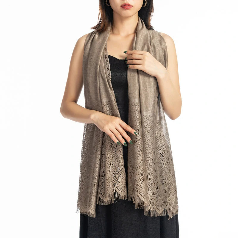 Earth-colored floral scarf