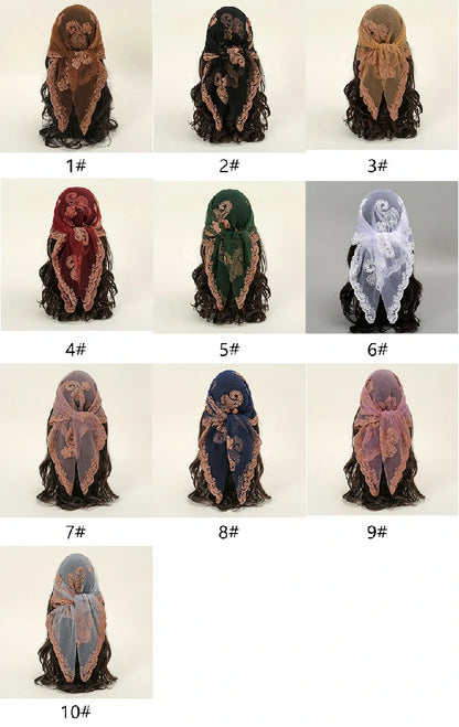 10 Colors Cashew Flowers Embroidered Square Scarf