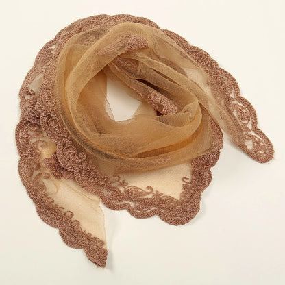 Beige Cashew Flowers Embroidered Square Scarf