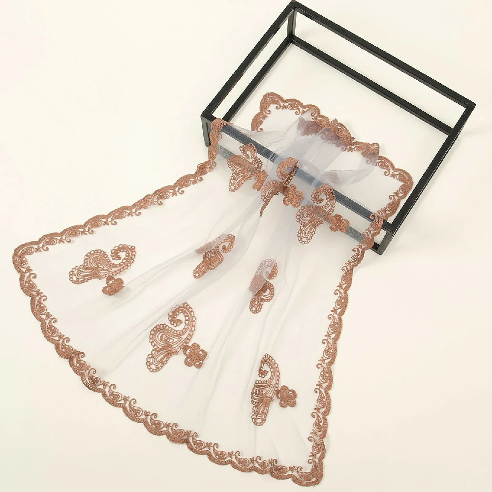 White Cashew Flowers Embroidered Square Scarf