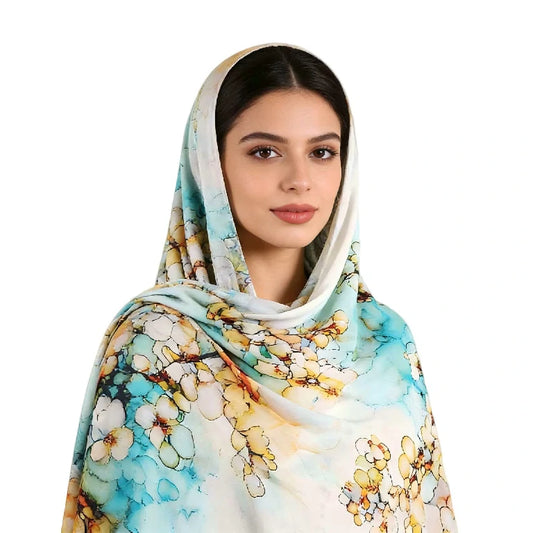 Wholesale Legant Watercolor Floral Hijab Scarf for Women Soft Large Square Shawl