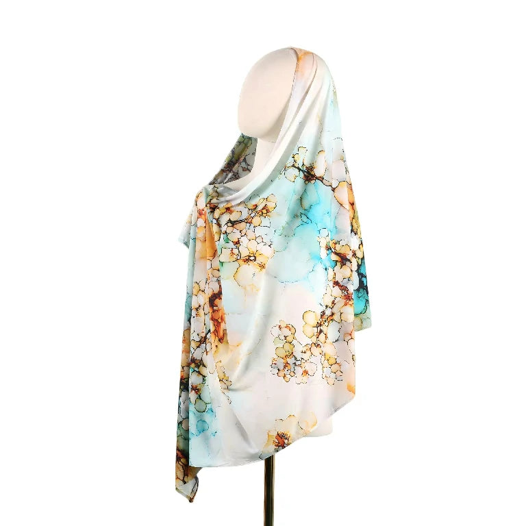 Wholesale Legant Watercolor Floral Hijab Scarf for Women Soft Large Square Shawl