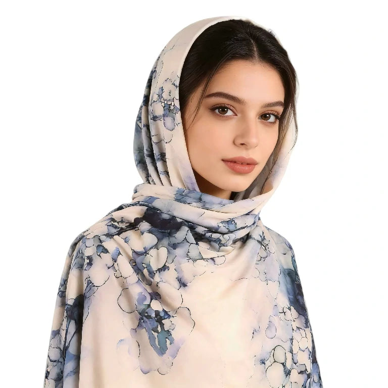 Wholesale Legant Watercolor Floral Hijab Scarf for Women Soft Large Square Shawl