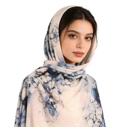 Wholesale Legant Watercolor Floral Hijab Scarf for Women Soft Large Square Shawl