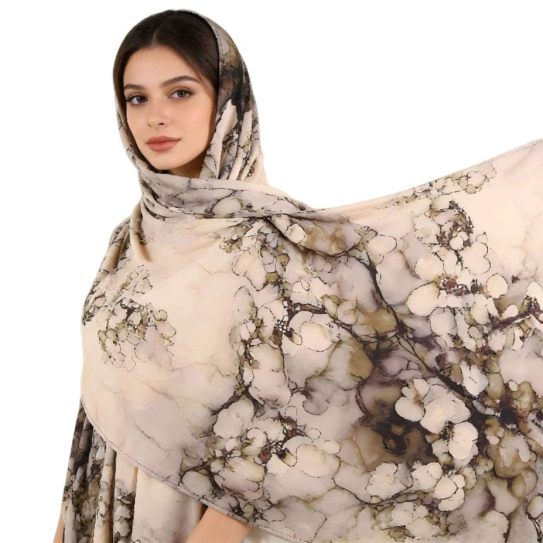 Wholesale Legant Watercolor Floral Hijab Scarf for Women Soft Large Square Shawl