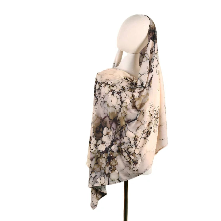 Wholesale Legant Watercolor Floral Hijab Scarf for Women Soft Large Square Shawl