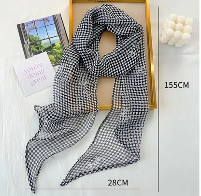 Wholesale Lightweight Checkered Skinny Scarves Bulk Fashion Accessories Boutiques